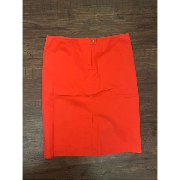 David Meister Cotton Red Button Pencil Skirt Size 12 - Picture 1 of 13